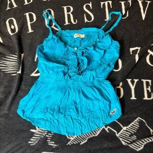 Hollister Turquoise Ruffle Strap Top